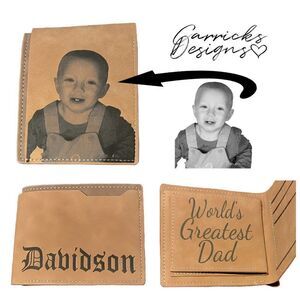 Personalized Men's Wallet with Custom Photo Handwriting or Text 3 Custom section